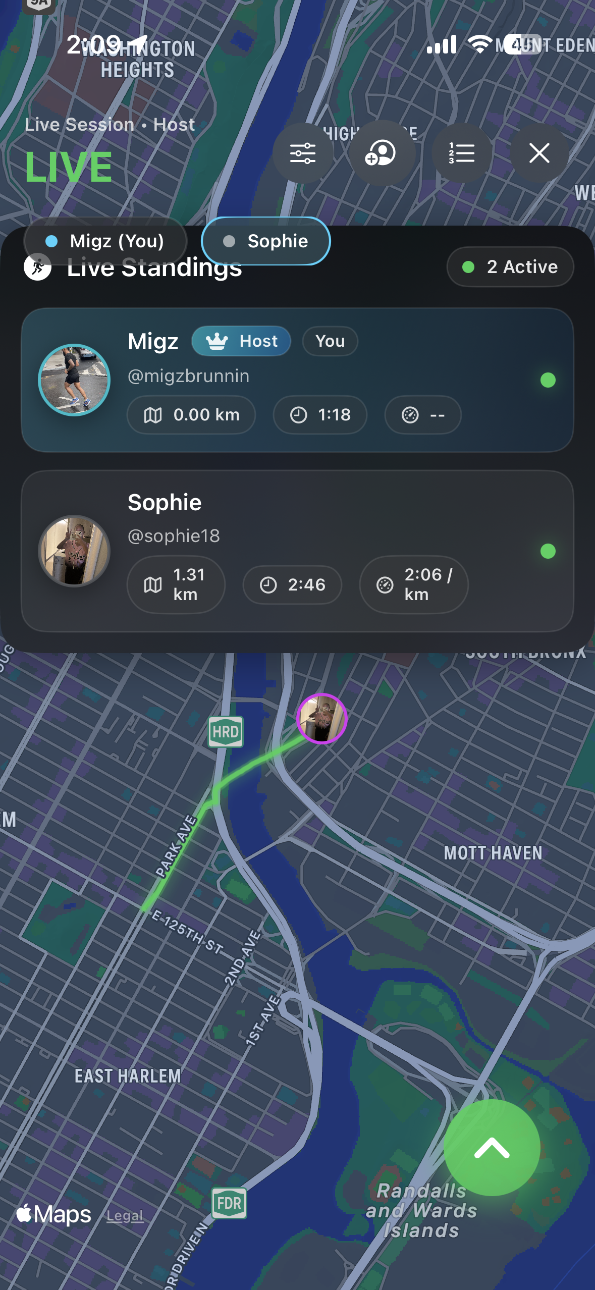 STRYDLY Active Session map