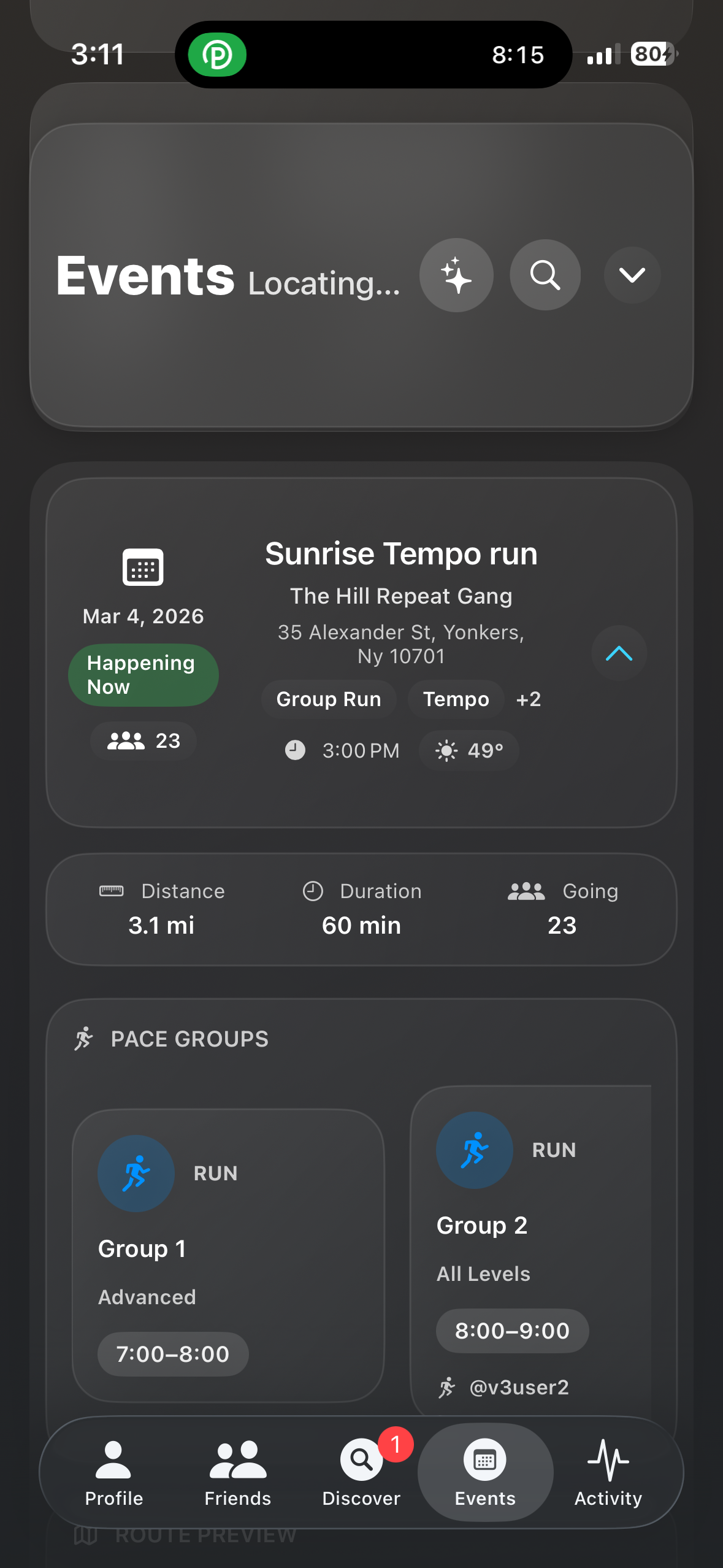 STRYDLY race participation interface